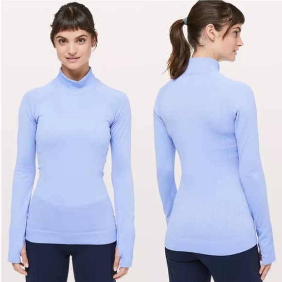 NWOT LULULEMON Rest Less Mock Neck Long Sleeve- Hydrangea Blue - Picture 1 of 5